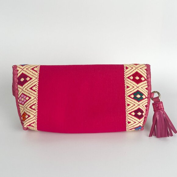 New Anthropologie Clutch Purse Woven Boho Tassel Bohemian Coastal Cowgirl Hippie - Picture 6 of 8